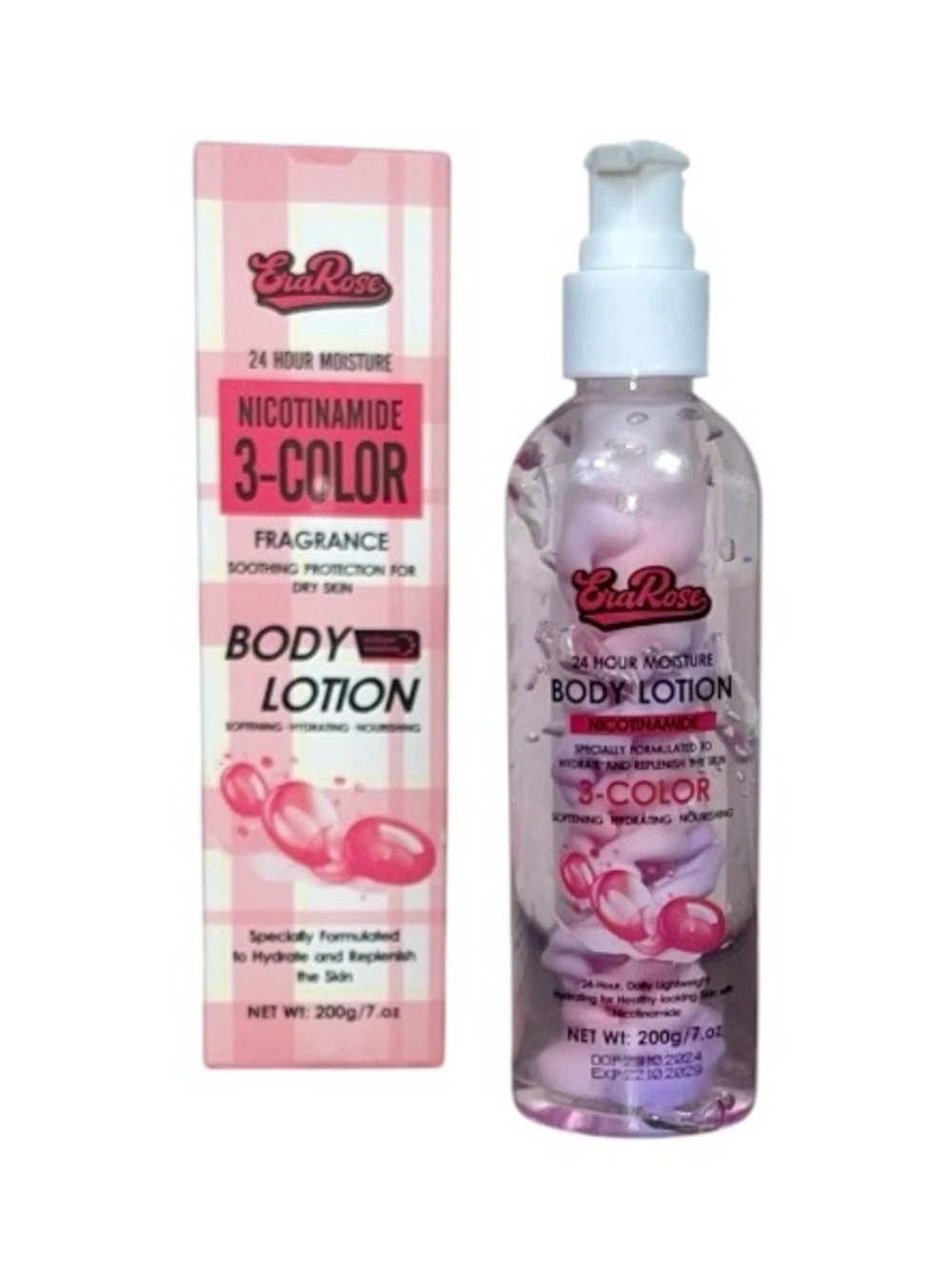 3-Color Nicotinamide Pink Body Lotion - Hydrating Skin Moisture